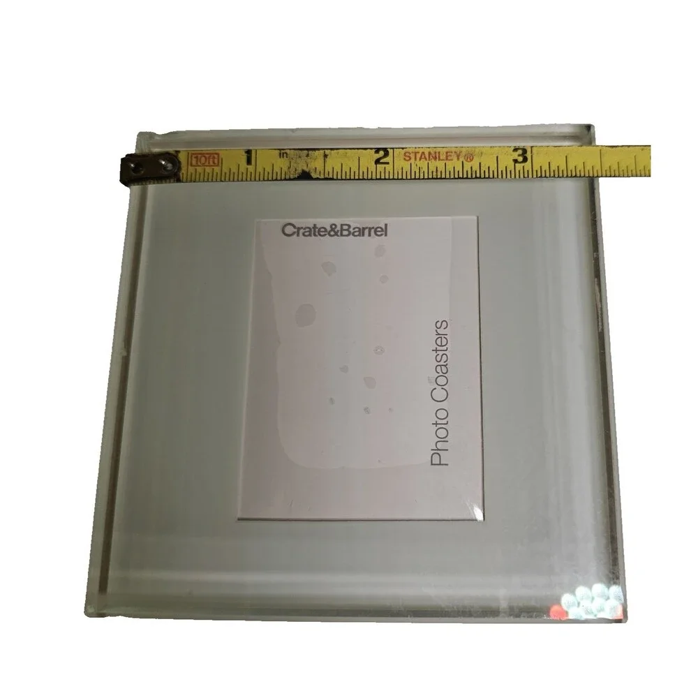 Crate & Barrell Picture Frame Coasters Glass 3.5